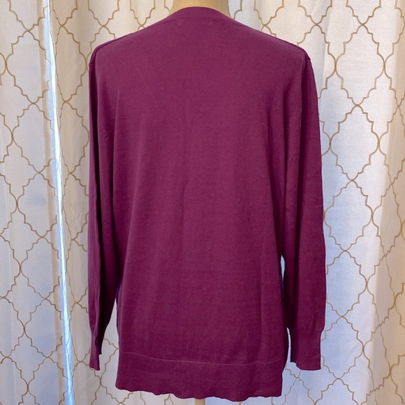 Studio Works women’s ribbed V-neck purple sweater long sleeves plus size 1X - Picture 3 of 12